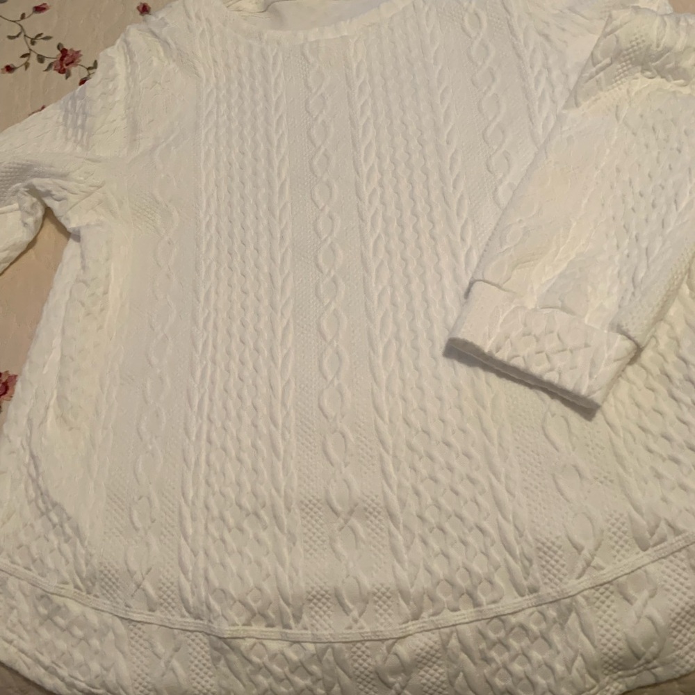 SHEIN Classic White Cable Knit Sweater